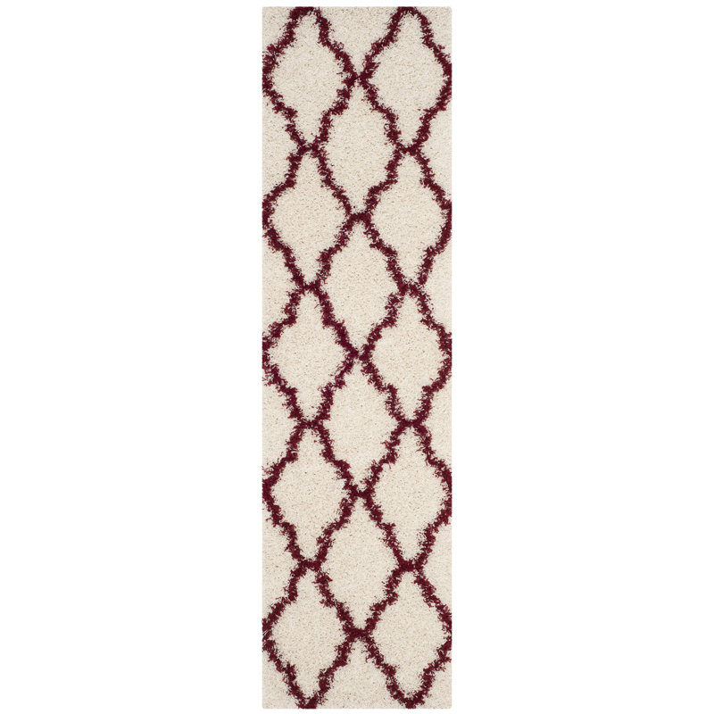 Alonnah Shag Performance Geometric Rug, Runner 2'3" x 12', Red