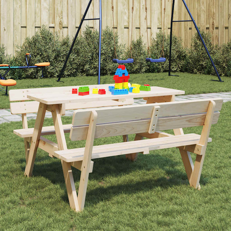 Gorvel Kids Solid Wood Rectangular and Chair Set, Brown