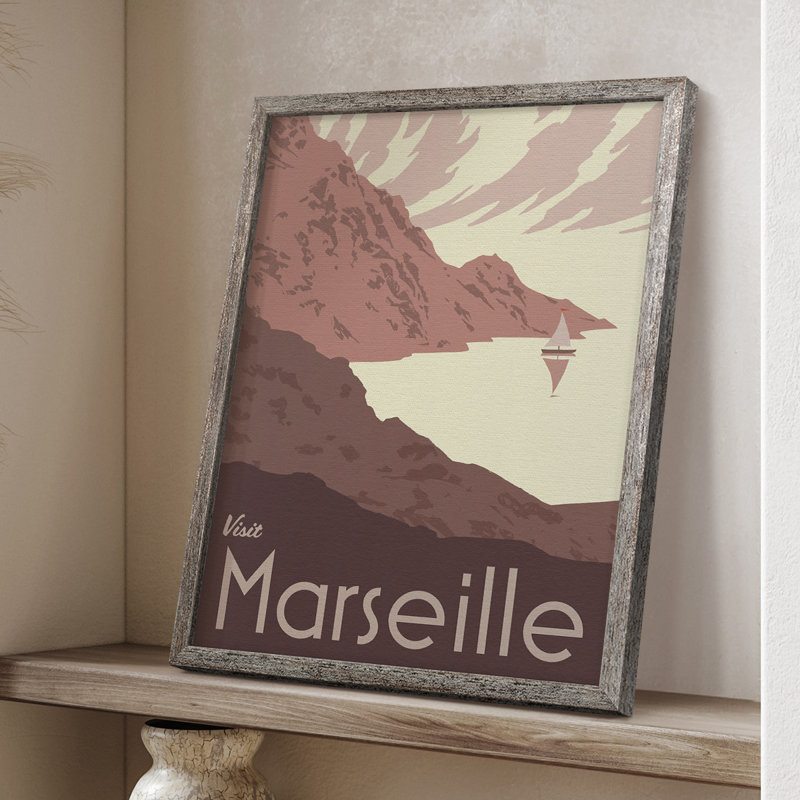 Côte française I, reproduction encadrée - bois massif, H 30 po x l 24 po