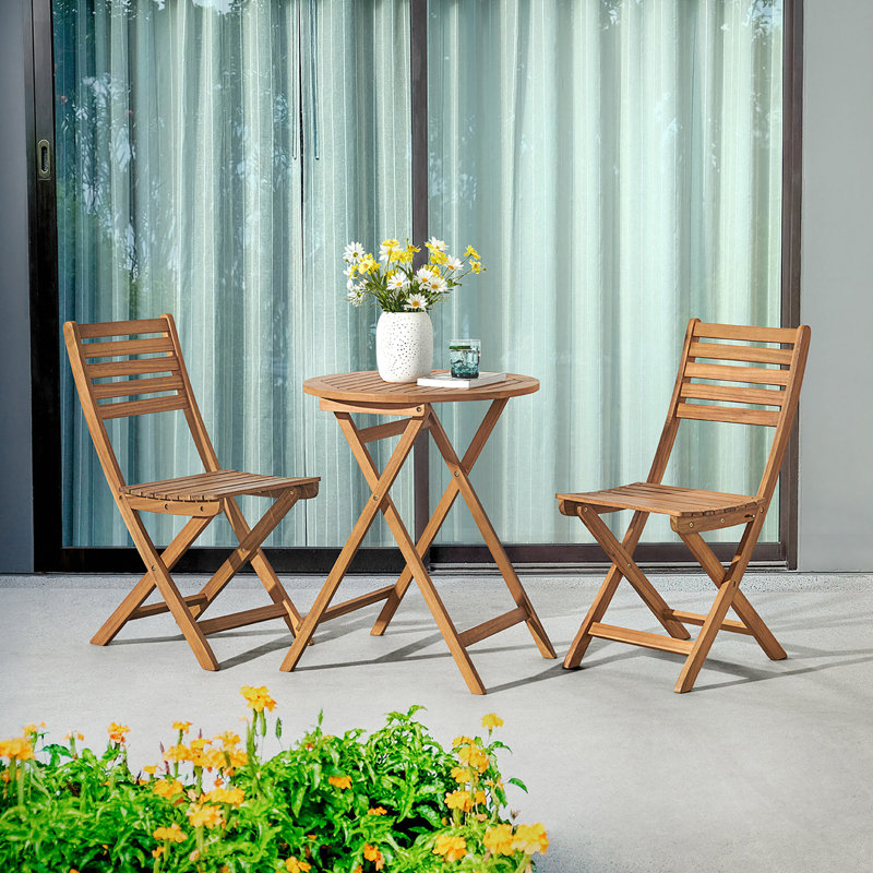 Ensemble de table pliante et chaises Cabot - Table ronde et 2 chaises