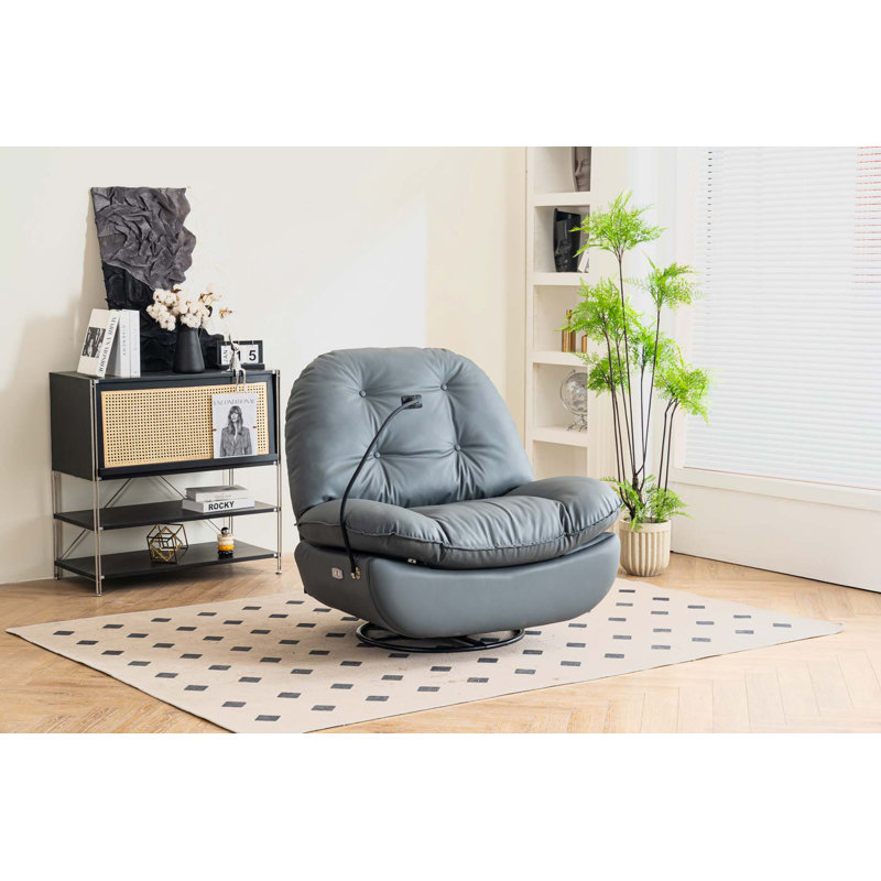 Recliner, Dark Gray Faux Leather