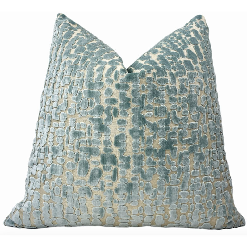 Velvet Speckles Throw Pillow Cover, 22"H x 22"W, Sage Green Dots