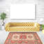 Tapis ivoire en laine noué à la main de conception unique 4 pi 10 po x 6 pi 11 po Moniquie