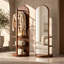 Miroir pivotant sur pied de 65,65 pouces avec porte-manteau et tablettes de rangement ouvertes