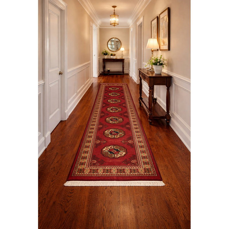 Tapis de couloir unique en laine noué à la main nouvel âge rouge 2 pi 5 po x 9 pi 8 po Patak