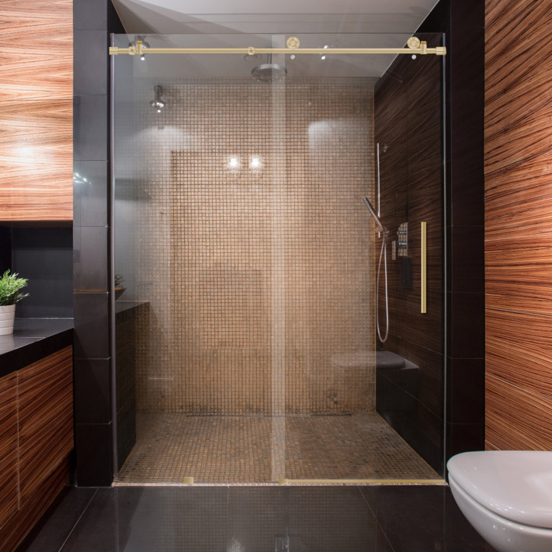 Porte de douche Cayman l 56 à 60 po x H 76 po, Or brossé