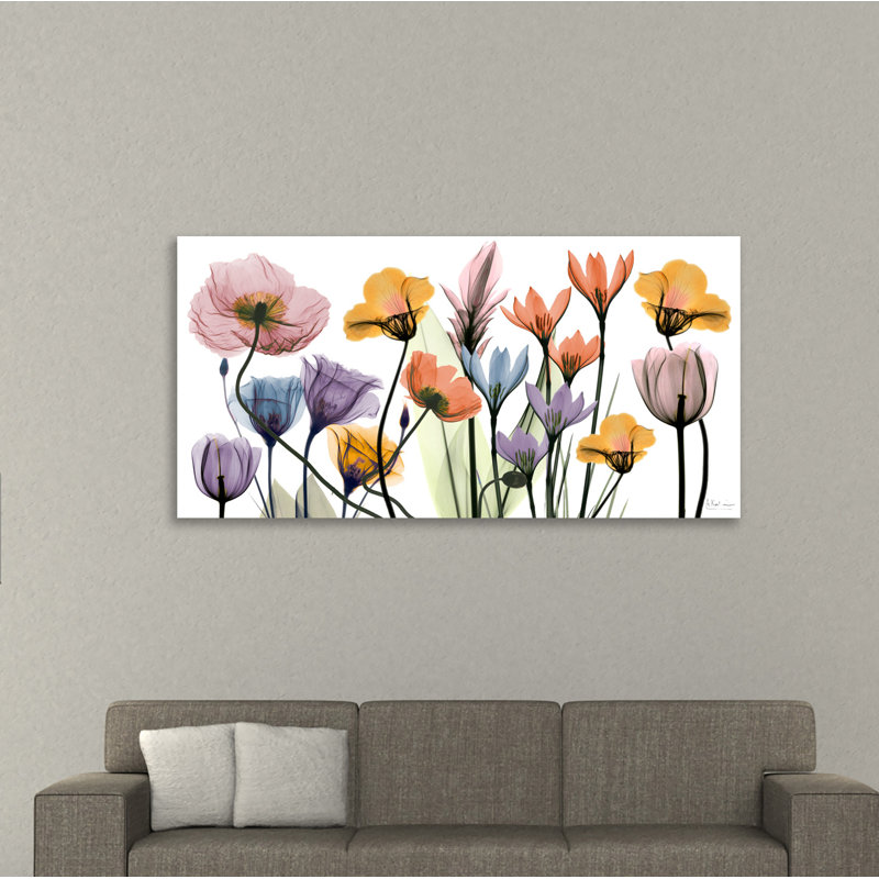 "Fleurs", toile tendue par Albert Koetsier, H 12 po x l 24 po x P 1,5 po