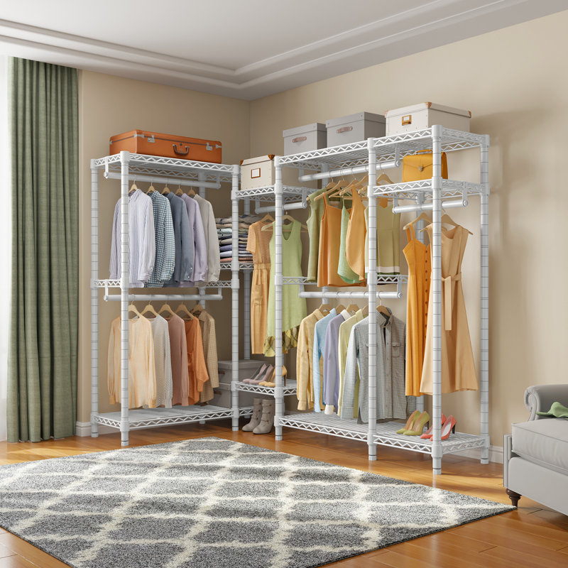  VIPEK L22 76" L Shaped Clothes Rack Heavy Duty, Space Saving Storage for Corner, White