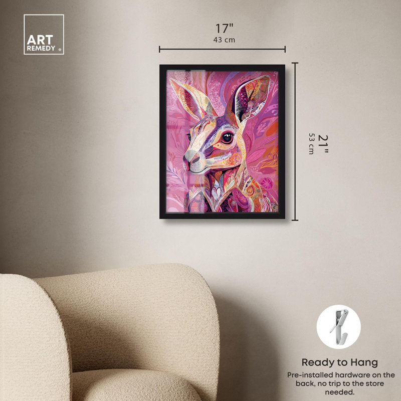 «Vibrant Marsupial Shadowbox» par Art Remedy, H 21 po x l 17 po, Noir