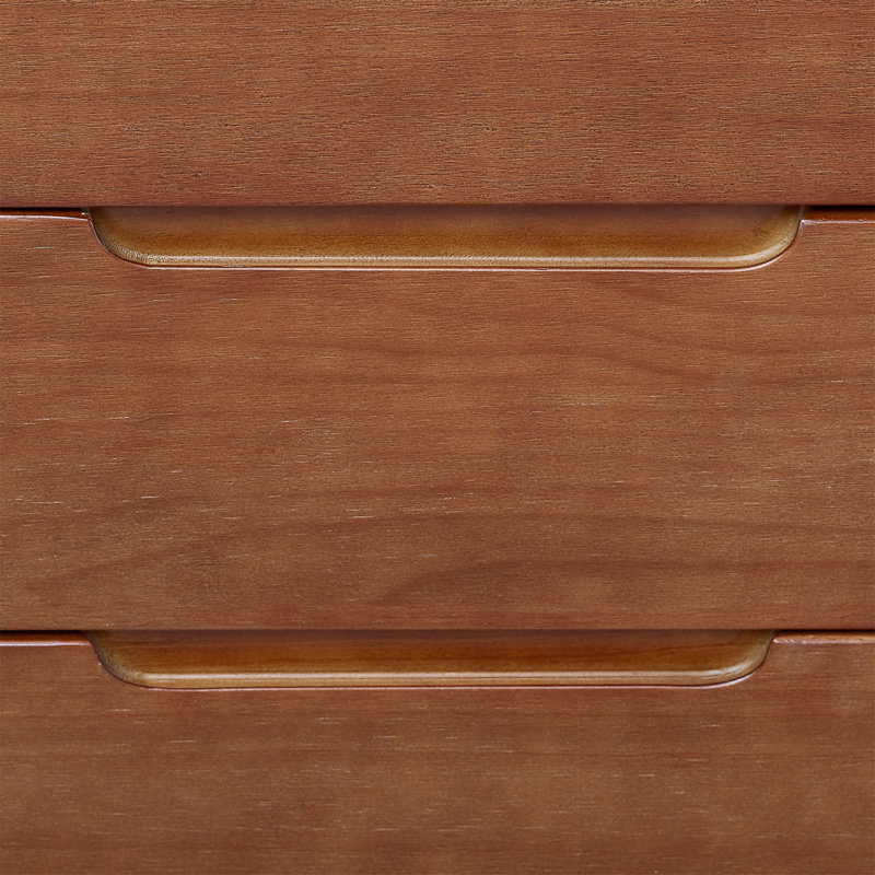 Mid-Century Brown Solid Wood 5-Drawer Dresser