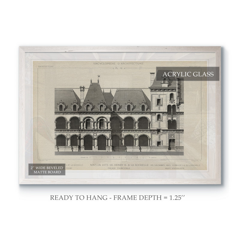 «French Facade I», reproduction d'art encadrée, Imprimé encadré blanc, H 28 po x l 38 po x P 1,3 po