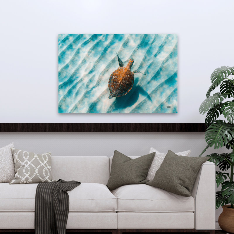 Tortue de mer Sandbar II Nautique, animal, bleu, turquoise, vue d'oiseau, H 48 po x l 32 po