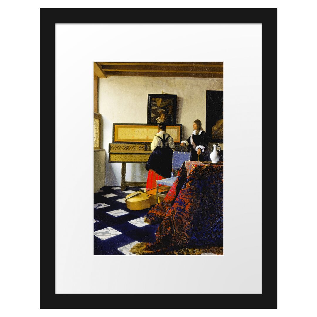 Gerahmter Kunstdruck The Music Lesson von Johannes Vermeer