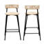 2 tabourets de comptoir en corde de papier tissés à la main. Style Chaises de bar pour appartement. Structure en métal noir, siège blanc crème. Et fonctionnelle à la maison. Polyvalent. Facile à installer-117950864
