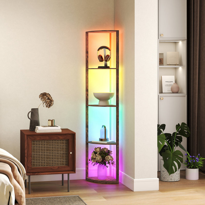 163cm PVC Coating LED Column Floor Lamp, Rustic Brown