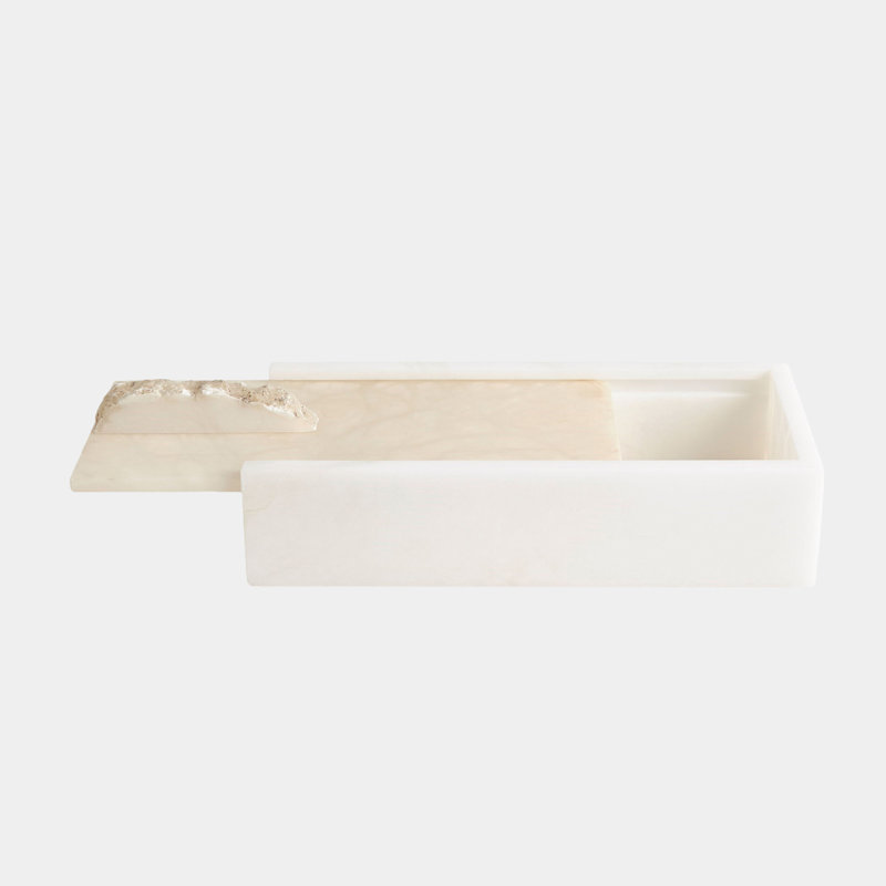Alabaster Rectangle Box w/Rock Finial