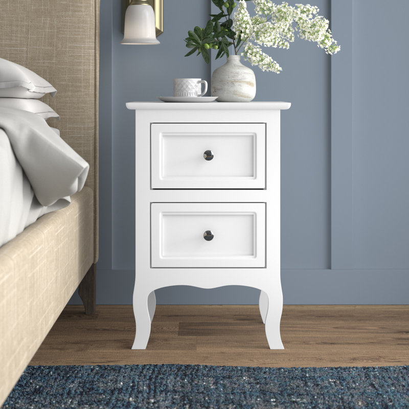 Authement 2 - Drawer End Table Storage Cabinet , White, Set of 2