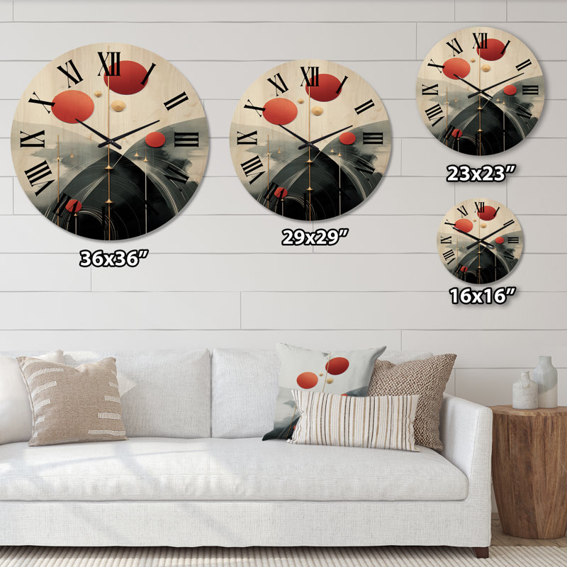 Horloge murale en bois massif Alzubair, Très grand