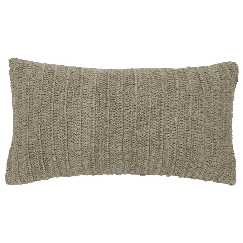 Nakeya Knitted Linen Throw Pillow, Natural, 14" x 26", Rectangle
