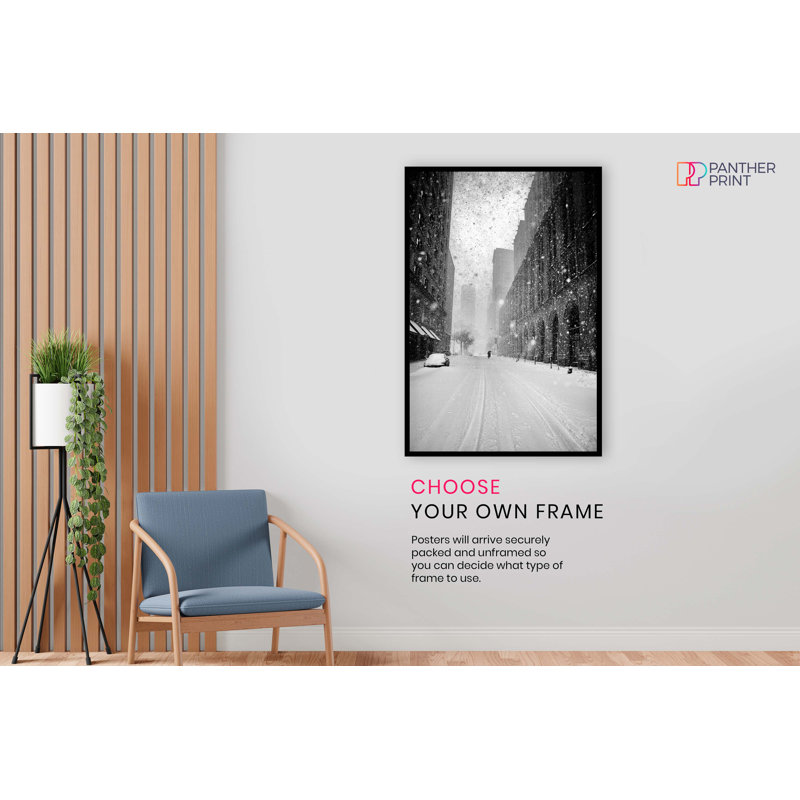 New York Street In Snow Blizzard - No Frame Print, 31cm H x 20cm W x 0.5cm D