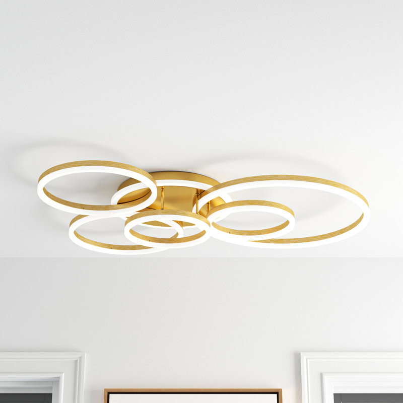 Tarrance 5-Light 45.7" LED 3 Color Temperature Semi Flush Mount Ceiling Light Fixture, 7.08'' H X 45.27'' W