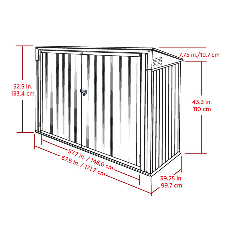 Arrow 6' x 3' Gray Galvanized Steel Horizontal Shed