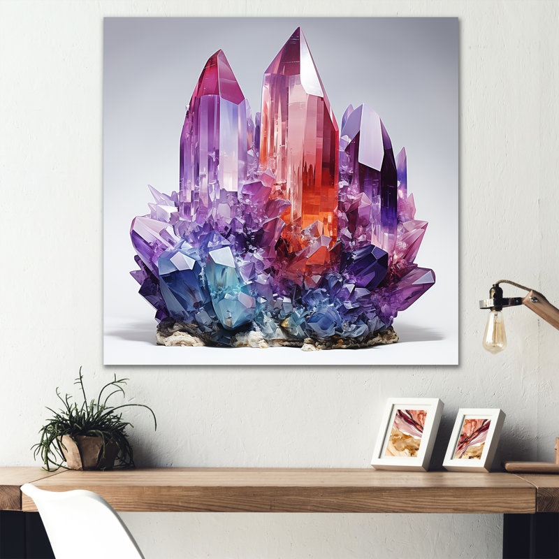 Purple And Red Spiritual Stone Blooms - Spiritual Stone Metal Wall Art, 36" H x 36" W
