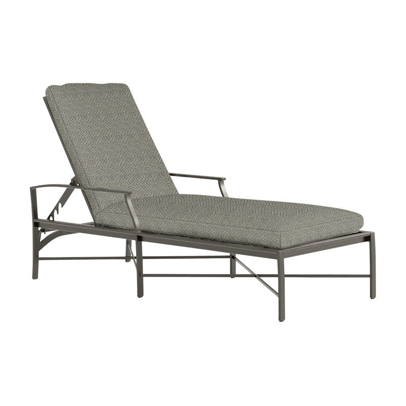 Chaise longue en aluminium Monaco - gris ardoise, Pas de soudure, Lin marine, Gris ardoise