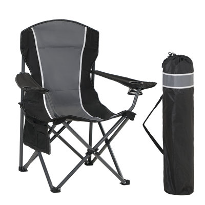 Clarena Black Oversized X-Shaped Reinforced Camping Folding Chair With Padded Back