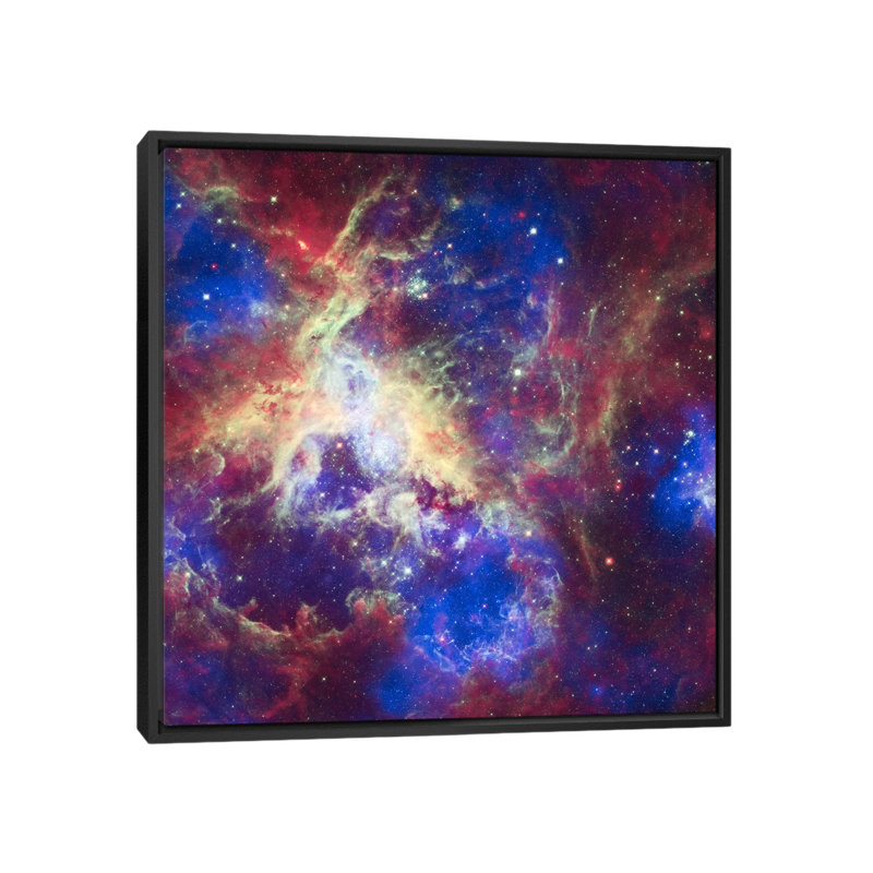 Art sur toile Lenworth and Space Tarantula Nebula (Spitzer Space), Toile avec cadre noir, H 26 po x l 26 po x P 1,5 po