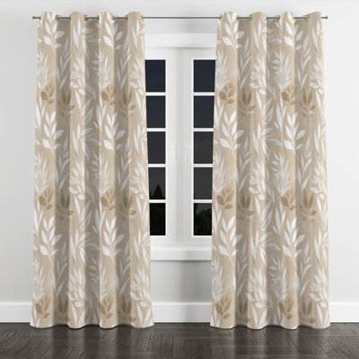 Country Farmhouse Curtains for bedroom - Floral Muted Fern Meadow Grommet Curtain - 1 Panel