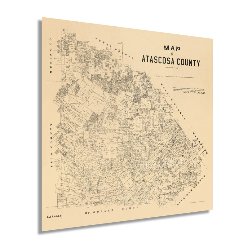 Carte du Texas, 1879, Atascosa County, L 16 po x H 16 po
