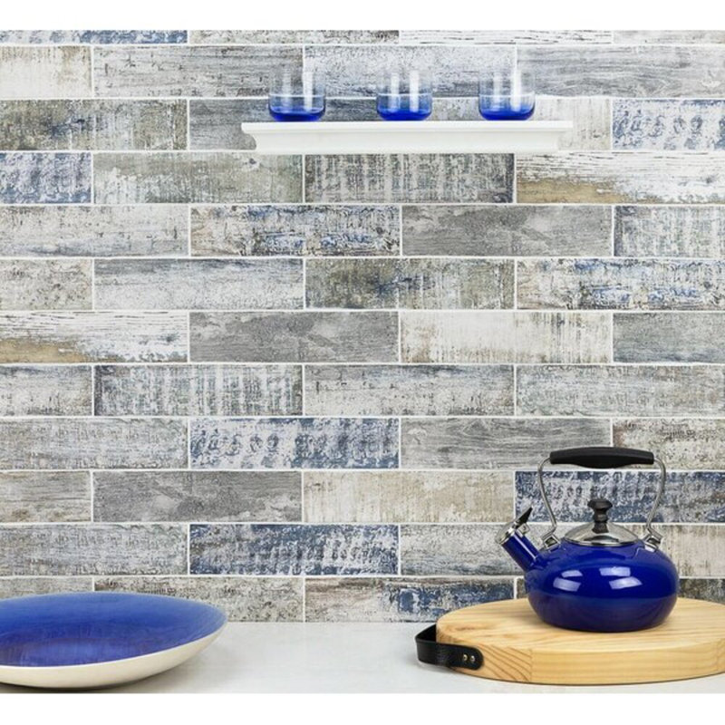 Bayou 3x12 Matte Ceramic Subway Tile, Blue/White