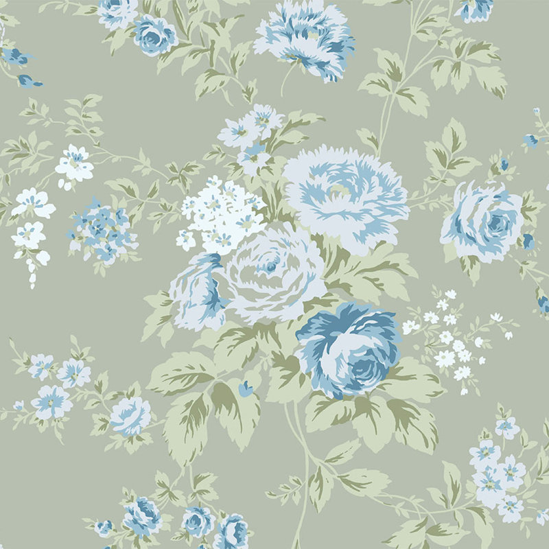 Rachel Ashwell Wild Flower Off White Wallpaper, Green