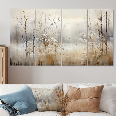 «Winter Meadow View Calmness II - Meadow», art mural 4 pièces