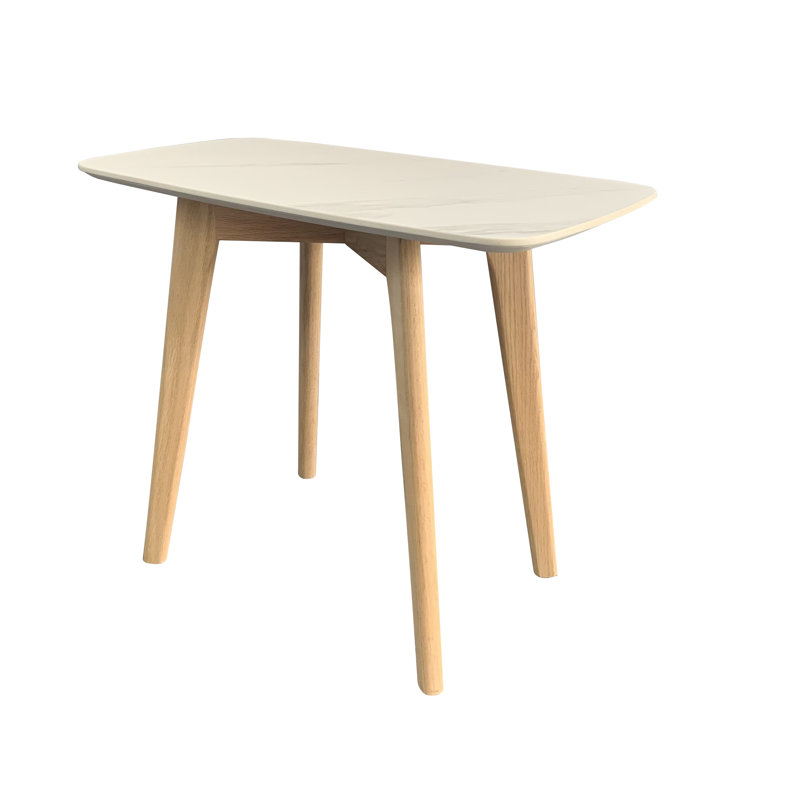 Table de bout Katherline, Bois clair, Blanc