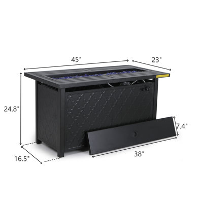 Anoosha Rectangle Powder Coated Steel Propane Smokeless Fire Pit Table with Hidden Fuel Tank