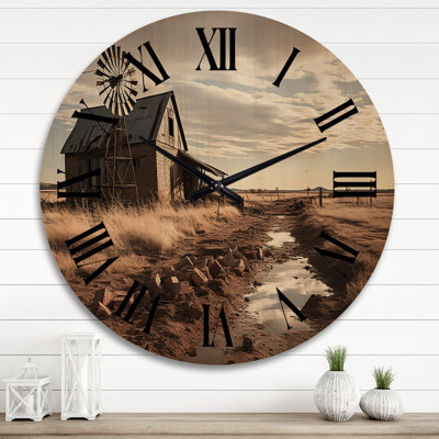 Wind Turbines Windswept Skies - Wind Turbines Oversized Wood Wall Clock