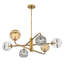 Oberon Six Light Adjustable Single Tier Chandelier with Multi-Colour Globes