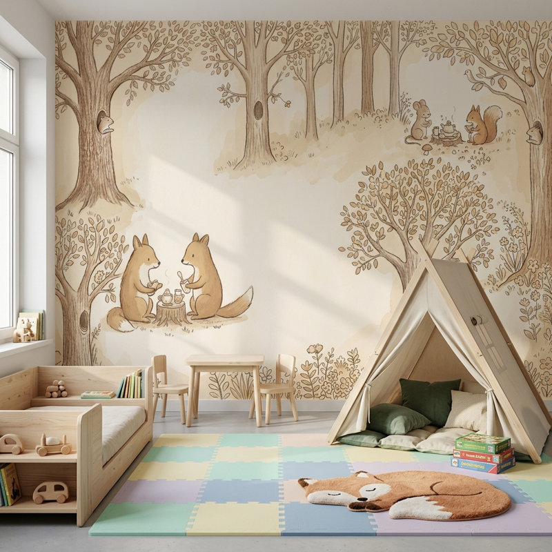 Papier peint amovible Woodland, 160 po x 108 po, Non tissé