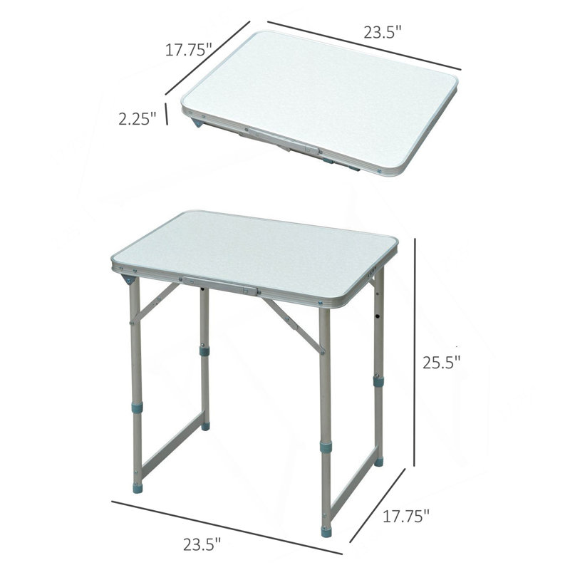 Outsunny 23" Folding Camping Table With Height Adjustability, Lightweight Portable Table With Carry Handle, Outdoor Folding Table Camping Accessories