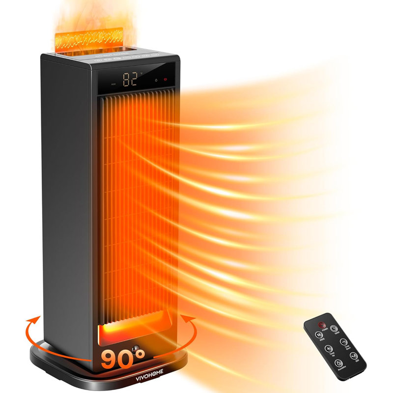 Chaufferette électrique 1500W en céramique avec humidificateur et flamme 3D