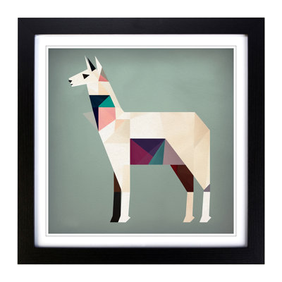 Llama Suprematism No.1 - Single Picture Frame Print on Wood