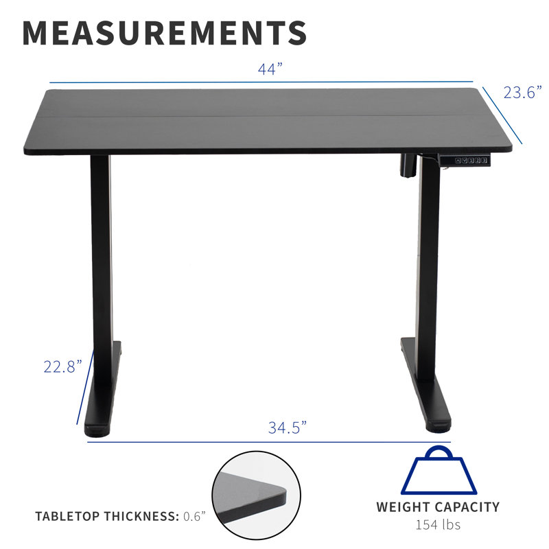 VIVO Electric 44"x 24" Sit Stand Desk, Height Adjustable Workstation (E144B series), Black/Black