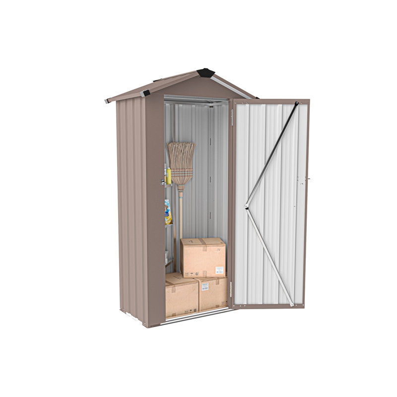 Outdoor Storage In Brown, Galvanized Iron Construction, Waterproof, With Lock, For Garden And Yard, 50.7Lbs, 2.5*1.4Ft High - Performance Cabinet, Metal, Rust, Smooth Lines, Campgrounds,