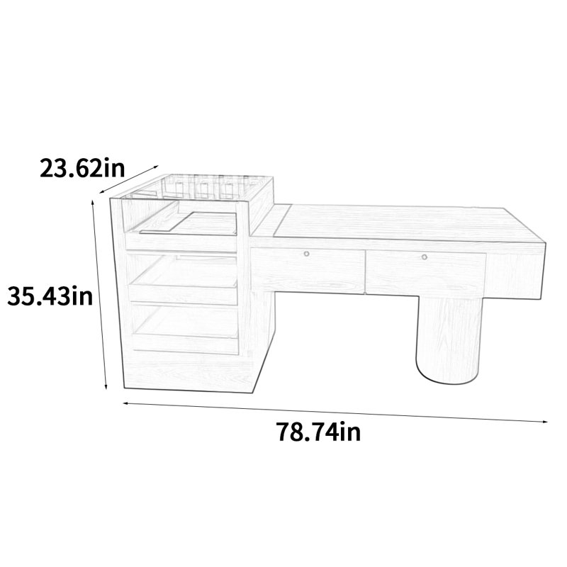Vitrine simple et luxueuse avec îlot central, H 35,43 po x l 78,74 po x P 23,62 po