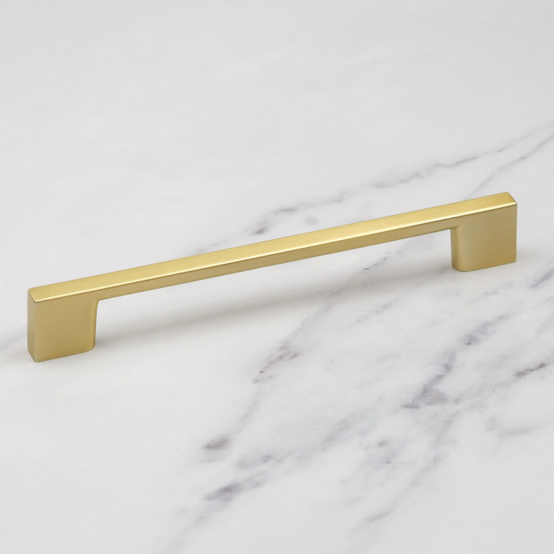 Brushed Brass Slim Square D-Bar Handles, 160mm