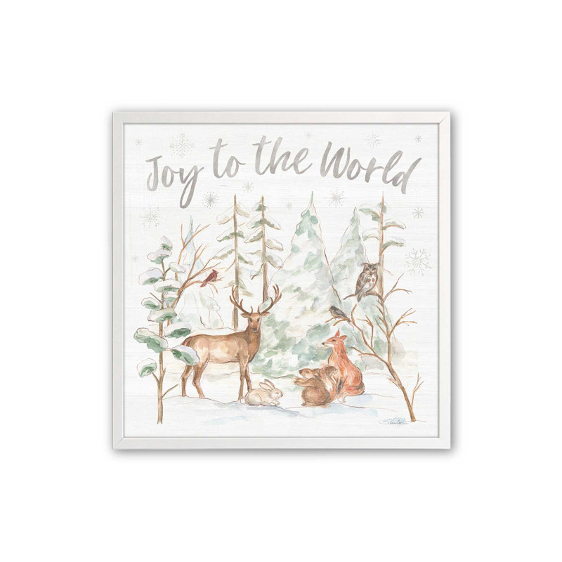 Impression de Woodland Winter Wishes II, Cadre simple opaque blanc, bois massif, H 21,5 po x l 21,5 po