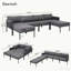 Ensemble de conversation modulaire d'extérieur en aluminium 6 pièces avec coussins extra épais en oléfine de 5,9 po, gris-193486960