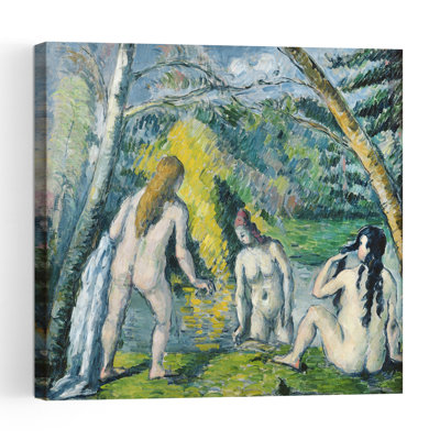 Les Trois Baigneuses, vers 1879-1882. Estampe murale abstraite contemporaine représentant un paysage forestier.